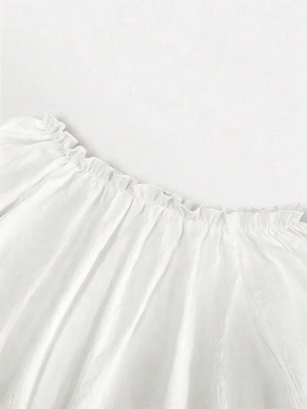 White Casual Women's Plain Off-Shoulder Lantern Sleeve Loose Long Dress - Picture 3 of 6
